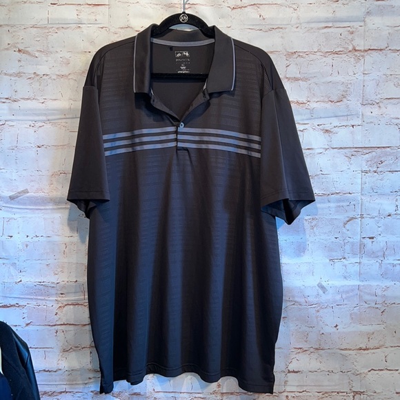 Adidas polo 2XL golf 3 strip climalite black short sleeve shirt breathable - Picture 1 of 10